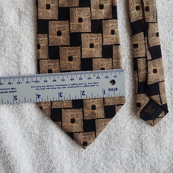 Colours by Alexander Julian Necktie / Suit Tie Black, Brown, Tan Square Pattern - Picture 14 of 14